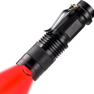 High Power One Mode Red LED Flashlight, Powerful Single Mode Red Flashlight, Red Light Flashlight Red LED Red Light Torch For Astronomy, Aviation, Night Observation-Black